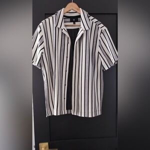 Banana Republic Black and White Striped Casual Shirt